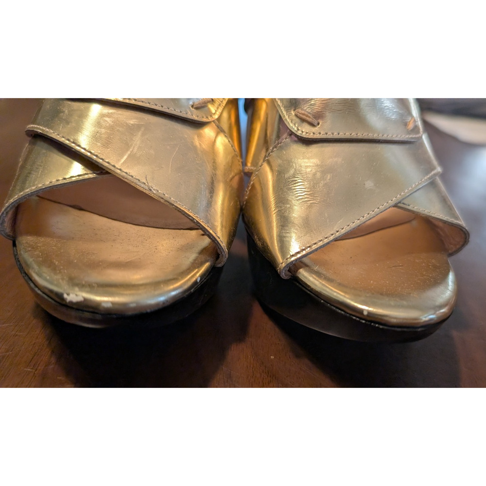Robert Clergerie Gold Metallic Wedges Size 7.5 - Picture 4 of 5